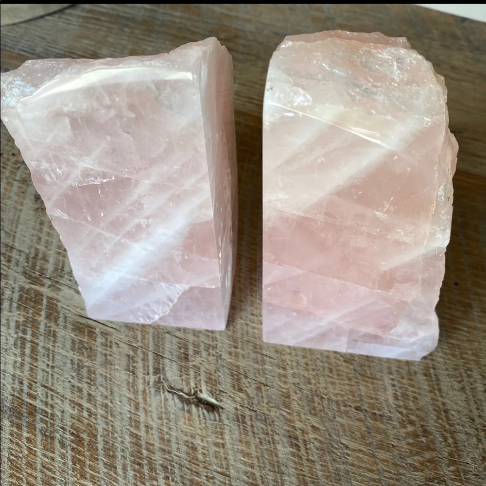 Rose quartz bookends
